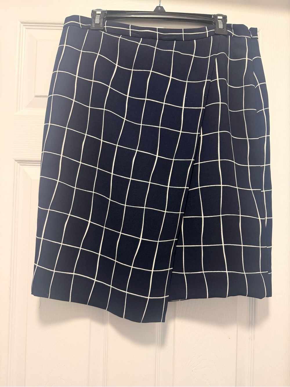 Charter Club Navy Windowpane Wrap Skirt
